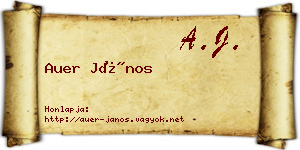 Auer János névjegykártya